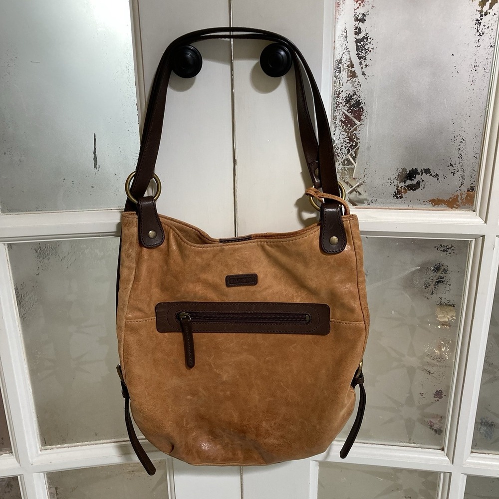 ELLINGTON Italian Leather Shoulder Bag Hobo Purse Tan Brown Boho Minimalist - Picture 3 of 11